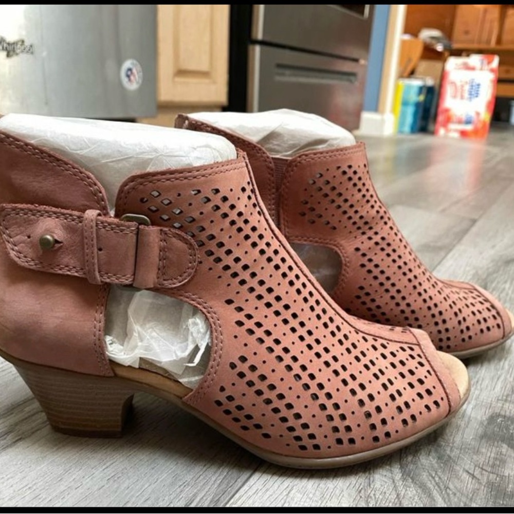 Rose Earh Kari Perforated Ankle Boots with Chunky Heel